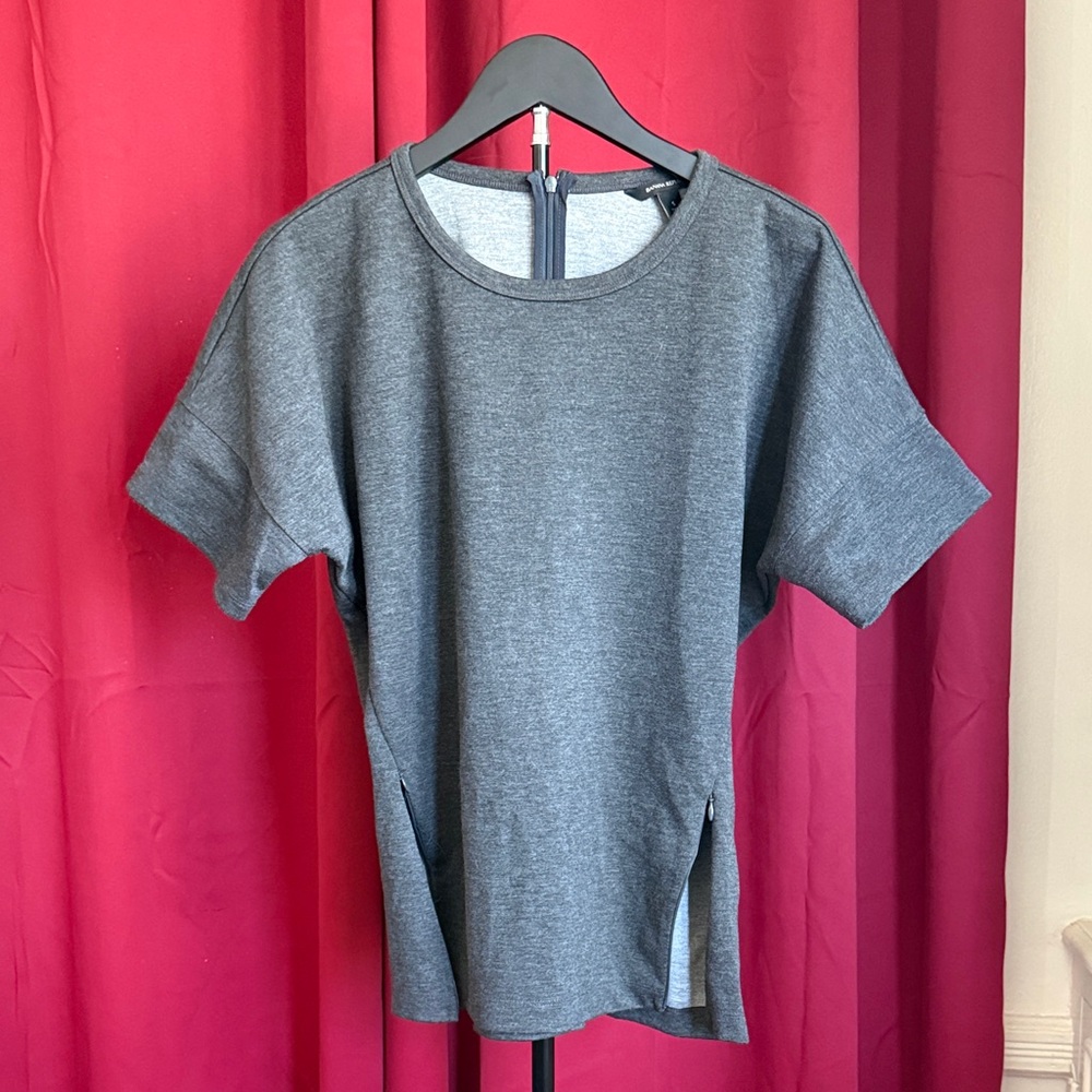 Banana Republic Gray Short Sleeve Top with zippers